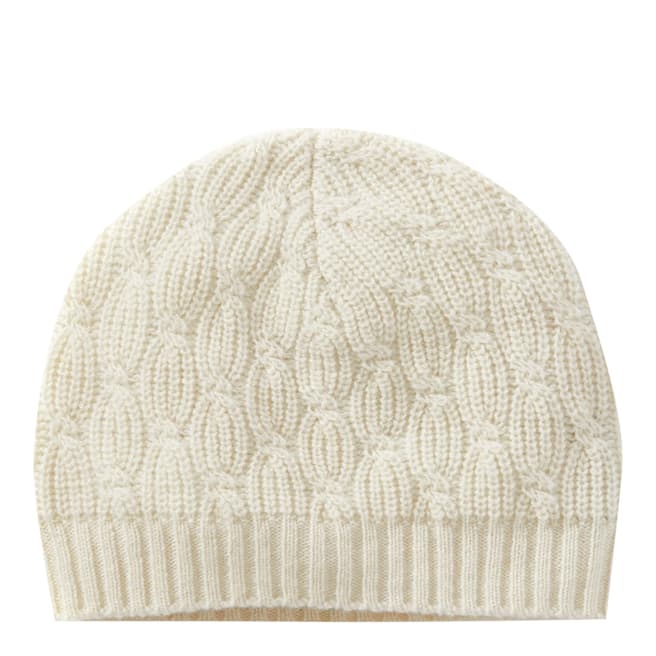 Pure Collection Natural White Organic Cashmere Cable Hat