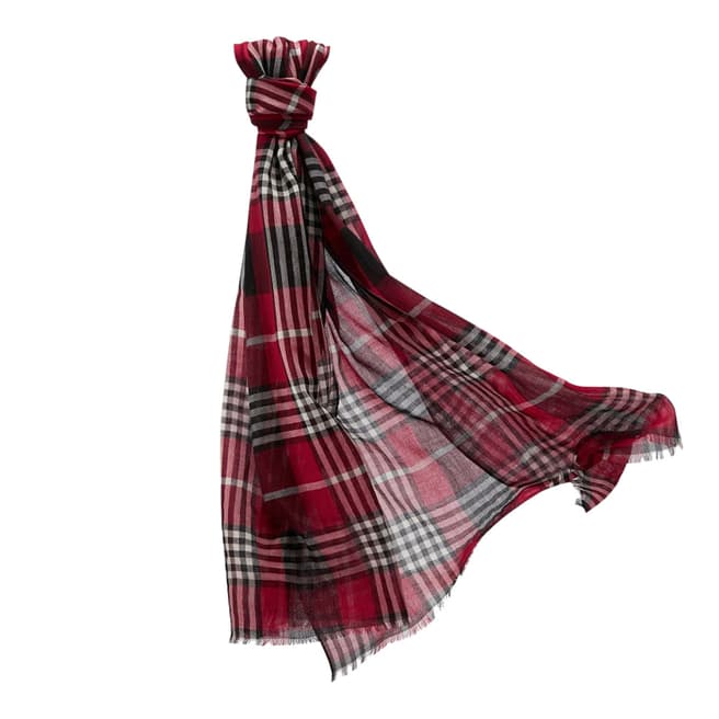 Pure Collection Red Tartan Ultra Soft Wool Scarf