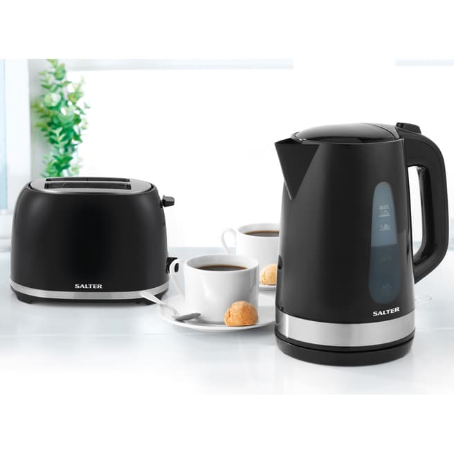 Salter Black / Stainless Steel Deco Collection Kettle & 2-Slice Toaster Set