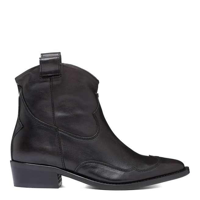Oliver Sweeney Black Leather Capanario Distressed Western Ankle Boots 