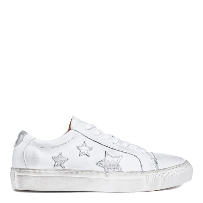 Oliver Sweeney White Silver Guarda Distressed Star Sneakers