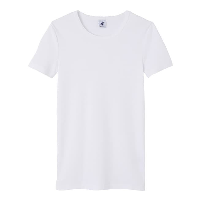 Petit Bateau White Plain Cotton T-Shirt