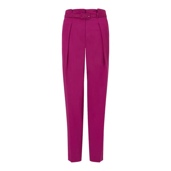 Jigsaw Pink Belted Tapered Trousers