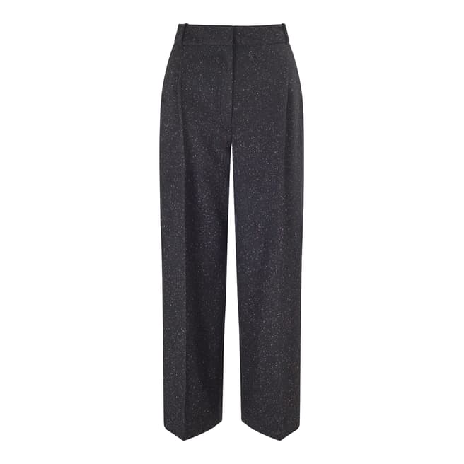 Jigsaw Black Donegal Pleat Crop Trousers