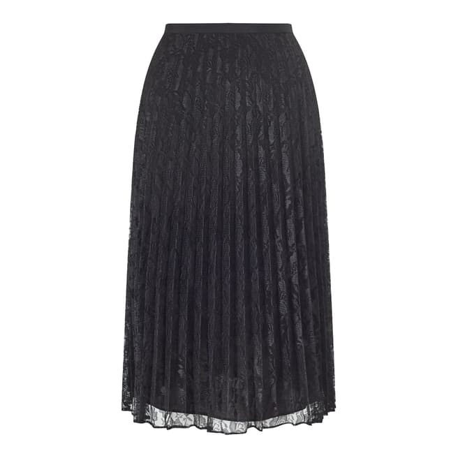 Jigsaw Black Pleated Lace Skirt
