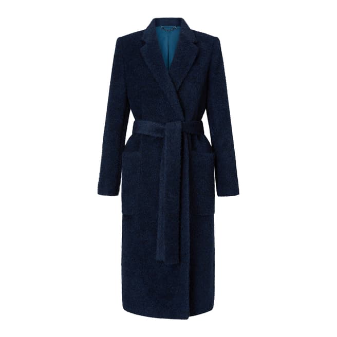 Jigsaw Navy Luxe Narrow Belted Coat