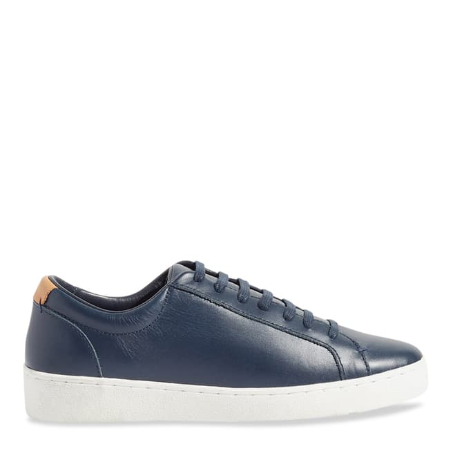 Jigsaw Navy Amour Lace Up Leather Trainers