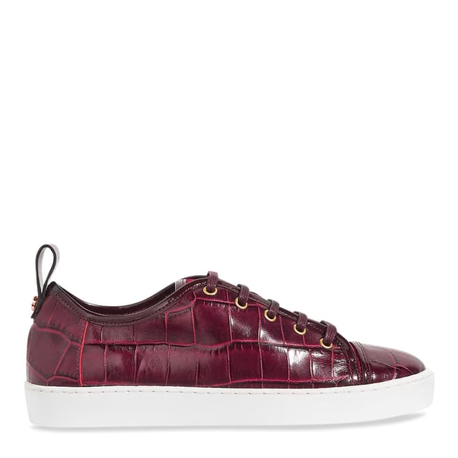 Jigsaw Red Asa Croc Leather Trainers