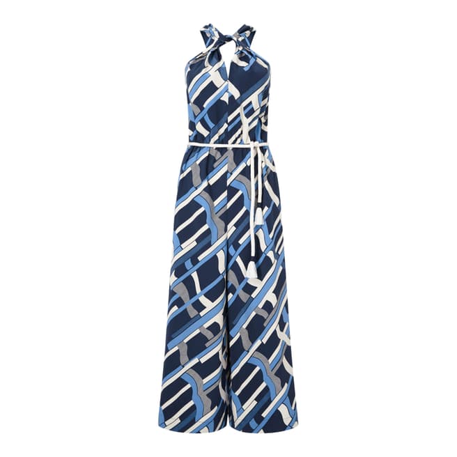 Jigsaw Navy Graphic Weave Jumpsuit