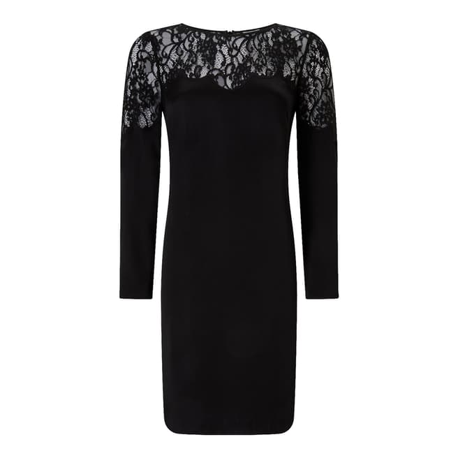 Jigsaw Black Lace Applique Shift Dress