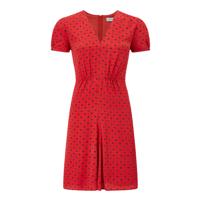Jigsaw Red Spot Tea Dress