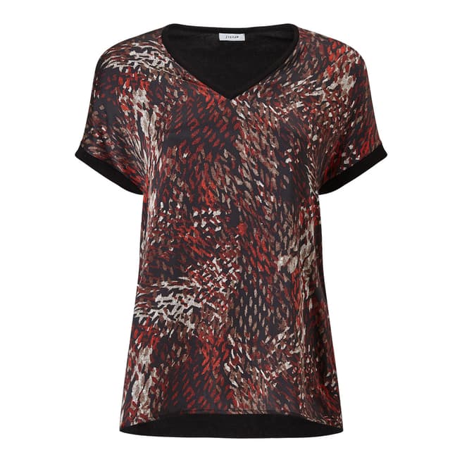 Jigsaw Leopard Print Silk Front T-Shirt