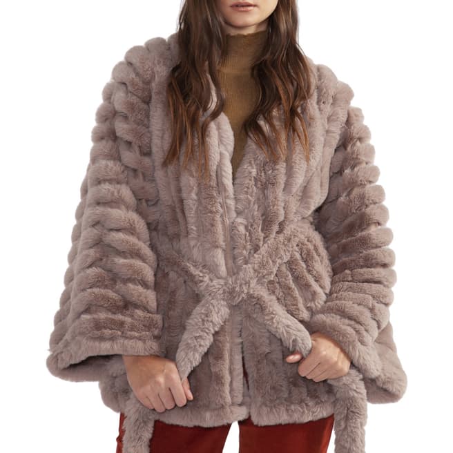 JayLey Collection Pink Faux Fur Kimono Jacket
