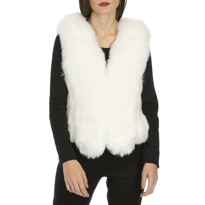 JayLey Collection White Luxry Faux Fur Gilet