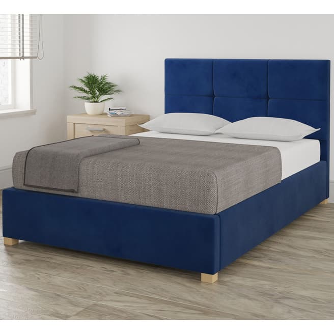 Aspire Furniture Farringdon Plush Velvet Ottoman Bed - Plush Velvet - Navy - Single (3'0)
