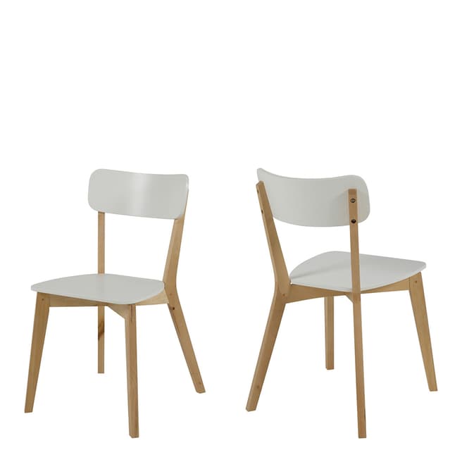 Scandi Luxe Pair Of Raven Chairs, Birch & White