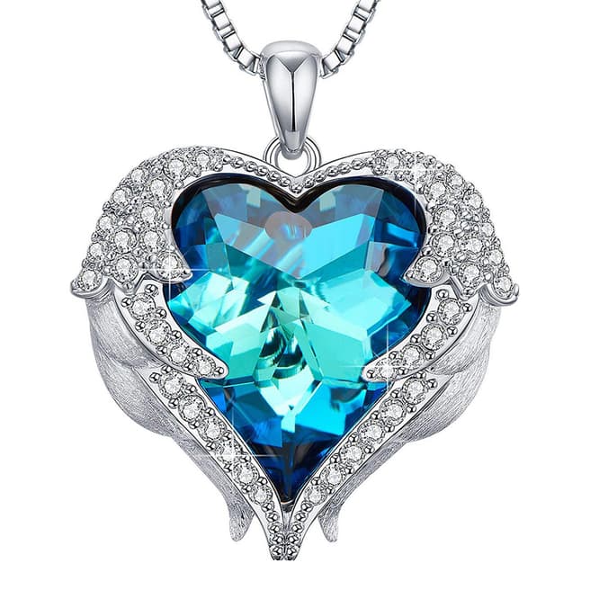Sara and Susan Blue Heart Necklace with Swarovski Crystals