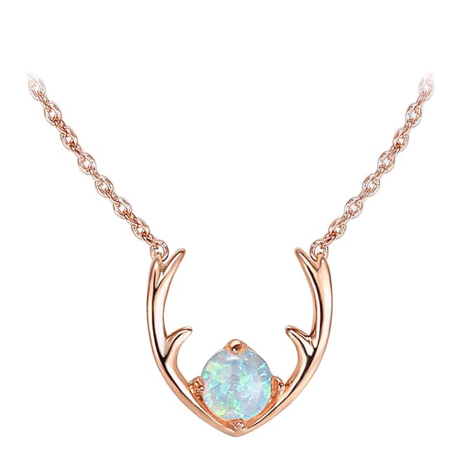 Sara and Susan Rose Opal Created Antlers Pendant Necklace 1Ct with Swarovski Crystals