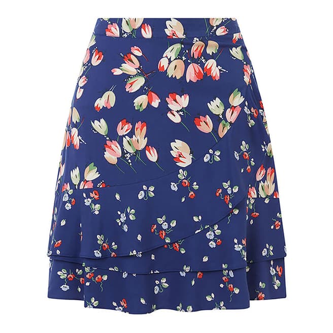Oasis Blue Ditsy Tiered Skirt 