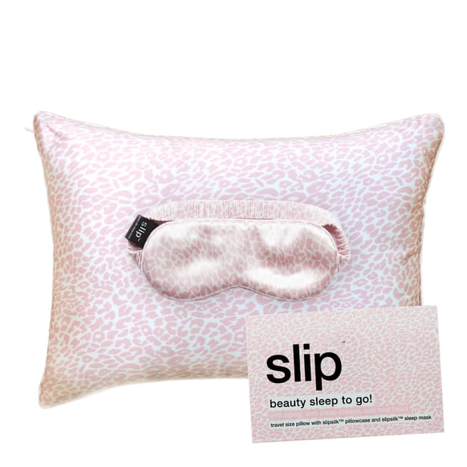 Slip Silk Travel Set, Pink Snow Leopard