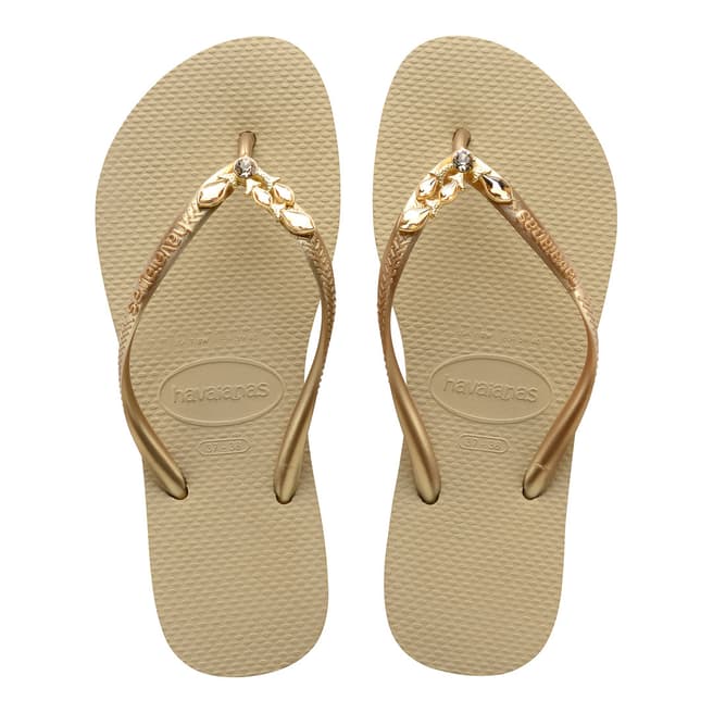 Havaianas Sand Grey & New Gold Slim Lux Flip Flops