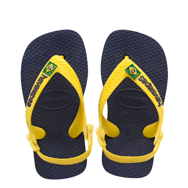 Havaianas Baby Black/Yellow Brazil Logo Flip Flops