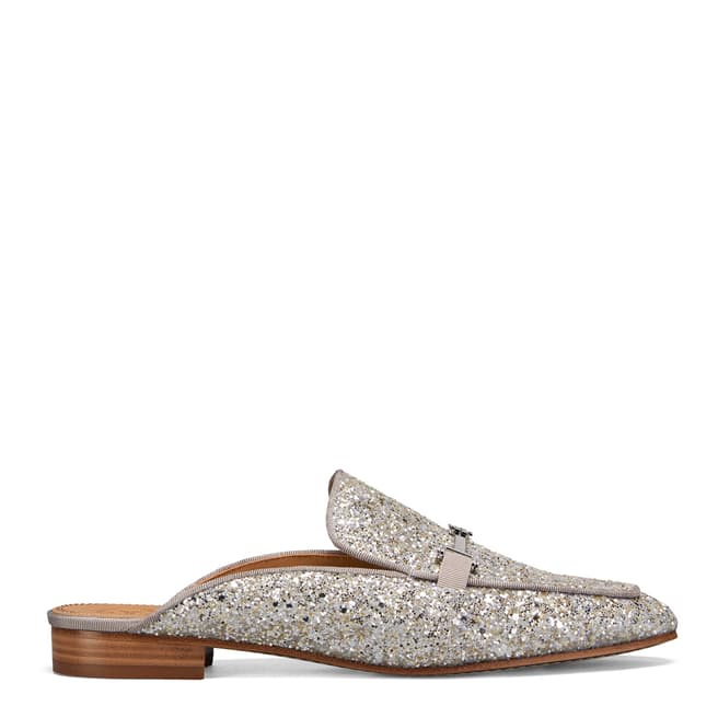 Tory Burch Silver Amelia Glitter Backless Loafer