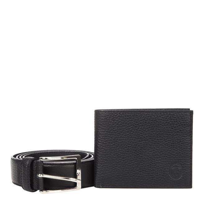 Trussardi Men's Black Wallet and Belt Gift Set