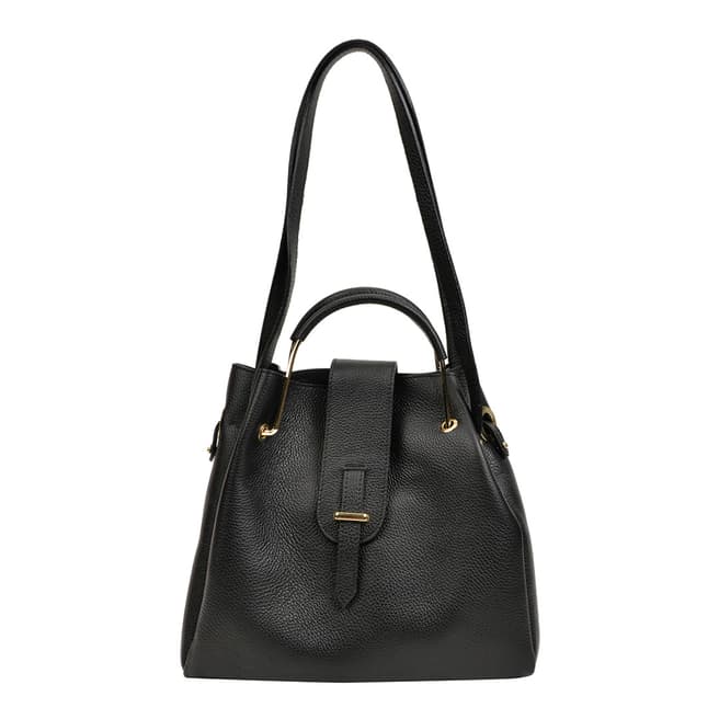 Roberta M Black Leather Shoulder Bag