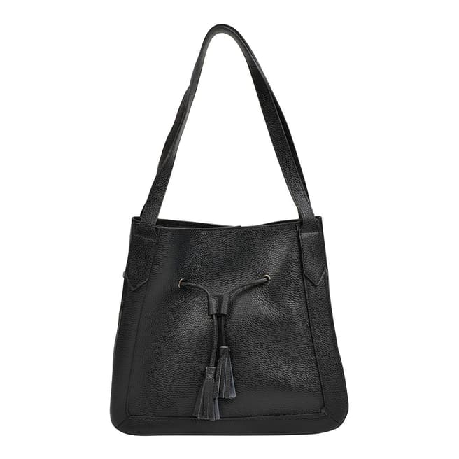 Roberta M Black Leather Tote Bag