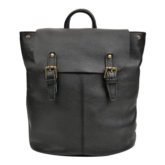 Roberta M Black Leather Backpack