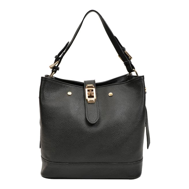 Roberta M Black Leather Top Handle Bag 