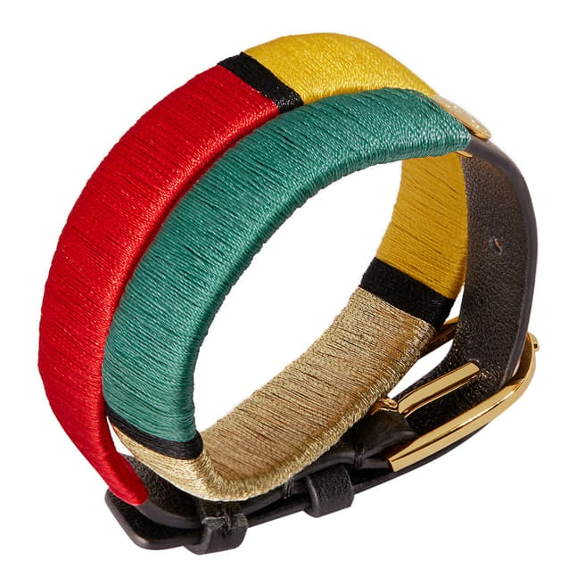 Tory Burch Multi Double Wrap Striped Bracelet