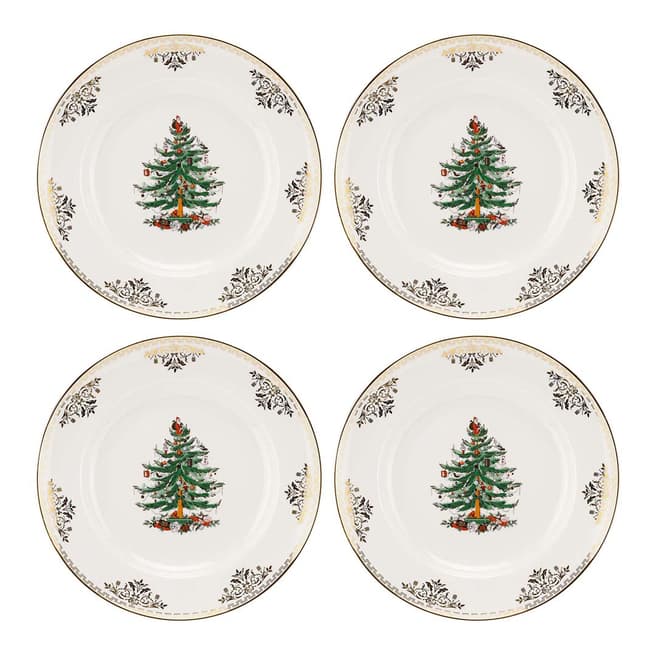 Spode Set of 4 Christmas Tree Gold Side Plates