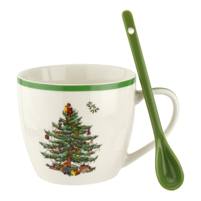 Spode Christmas Tree Mugs & Ceramic spoons