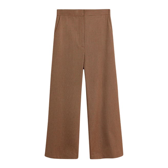 Mango Brown Straight Checkered Trousers