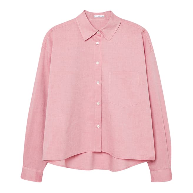 Mango Pink Cropped Cotton Shirt