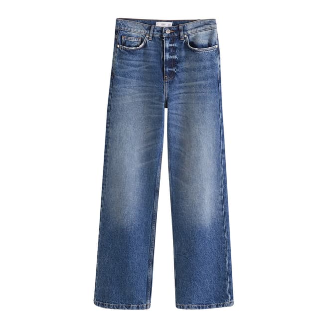 Mango Medium Blue Faded Relaxed Jeans