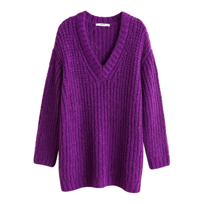 Mango Purple Chunky-Knit Sweater