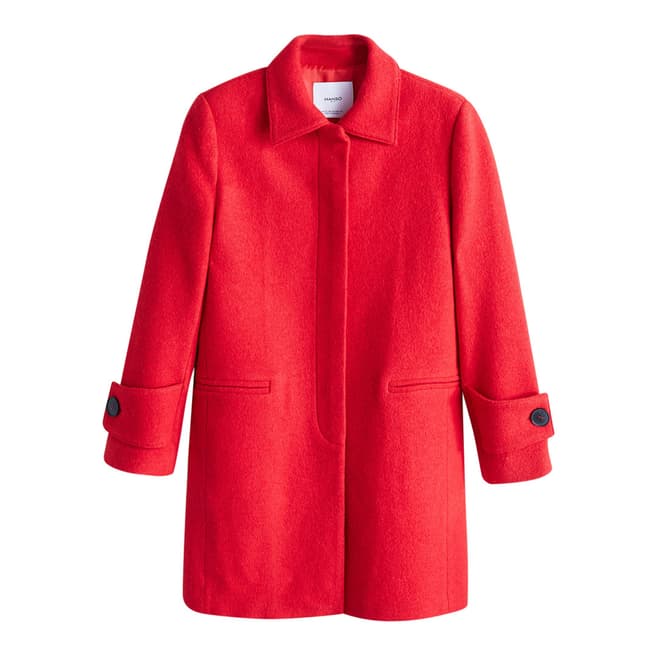 Mango Red Structured Wool Coat