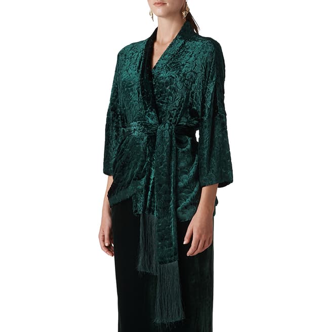 WHISTLES Green Evony Kimono Jacket