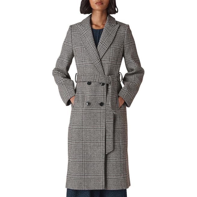 WHISTLES Multi Penelope Belted Check Coat