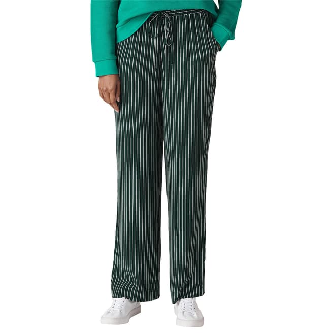 WHISTLES Green Stripe Wide Trousers