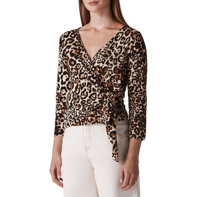 WHISTLES Multi Leopard Cotton Top