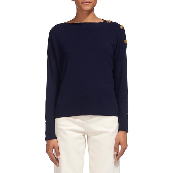 WHISTLES Navy Button Sleeve Jumper
