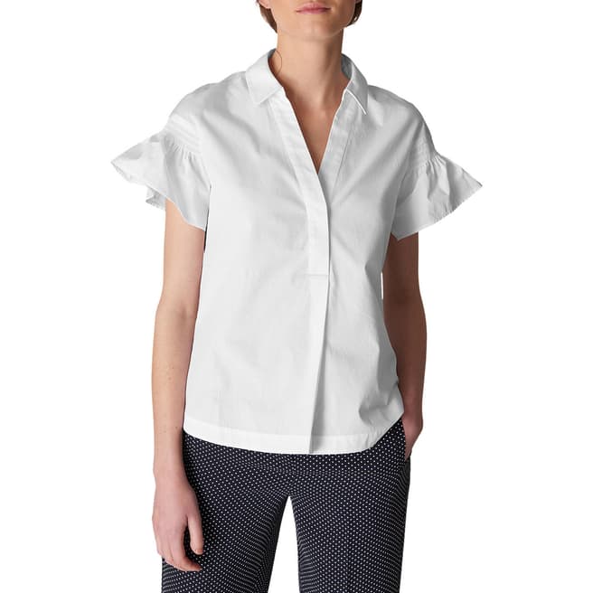 WHISTLES White Frill Cotton Poplin Shirt