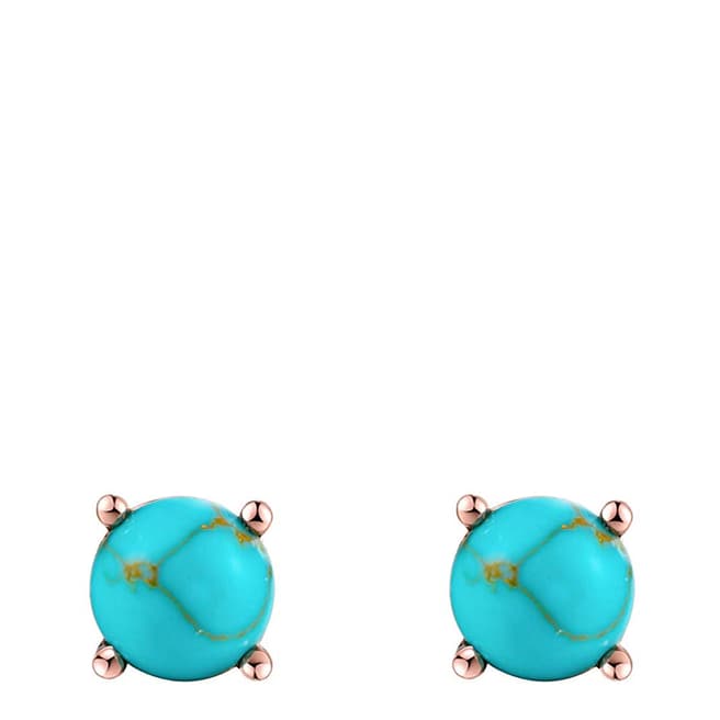 Liv Oliver 18K Rose Gold Turquoise Stud Earrings