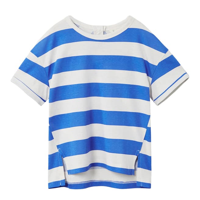 Mango Boy's Blue/White Striped Cotton T-Shirt