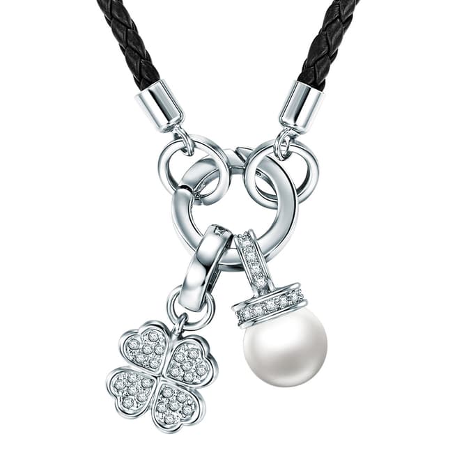 Lilly & Chloe Silver/Black Crystal Clover Necklace