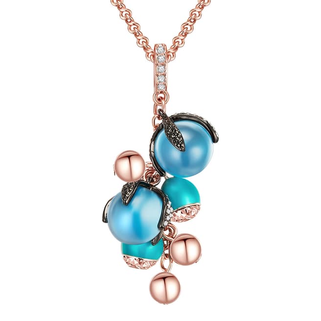 Lilly & Chloe Blue/Rose Gold Crystal Pendant Necklace